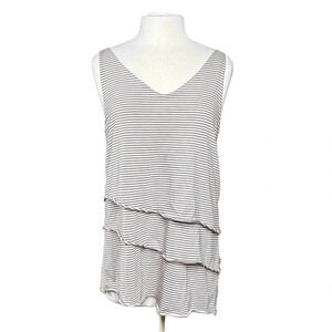 Garnet Hill Pima Cotton Modal Tiered Tunic, Asymmetrical Hem. Prairie Boho Med